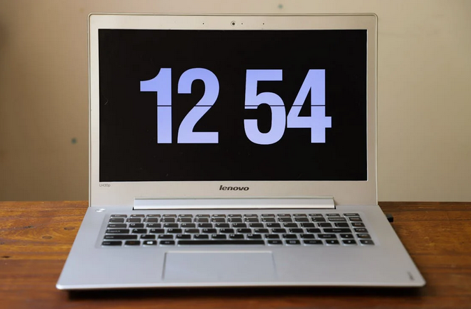 laptop showing clock